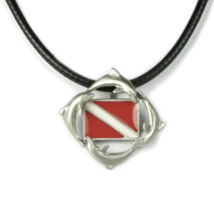 Dolphins with Dive Flag 18" necklace
