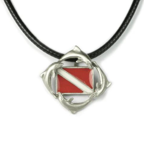 Dolphins with Dive Flag 18" necklace